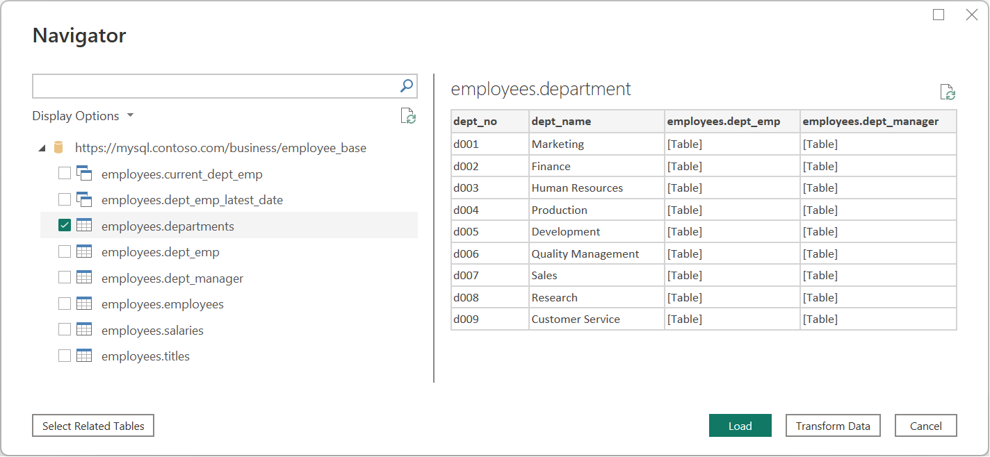 Screenshot of the Navigator, with one item selected and the selection's data displayed.
