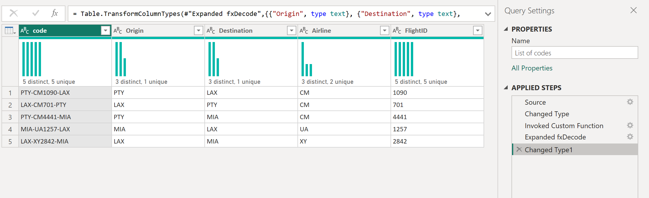 Screenshot showing the final output query after invoking a custom function.