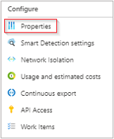 Screenshot that shows Properties under the Configured heading.