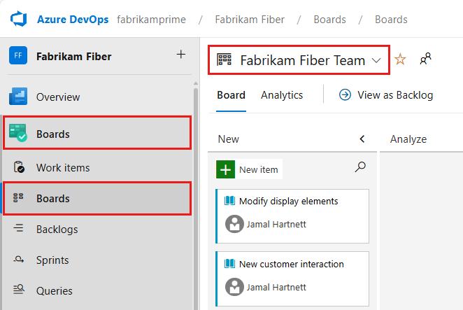 Screenshot that shows opening your board in on-premises versions.