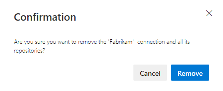 Screenshot of confirmation of GitHub connection removal dialog.