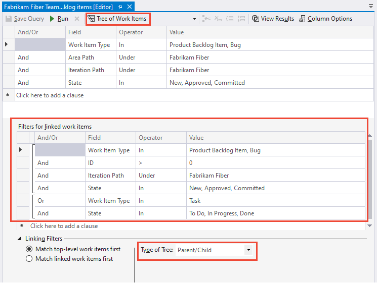 Screenshot, Query Editor, Tree Query, Team Explorer.
