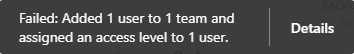 Screenshot of notification failure message.