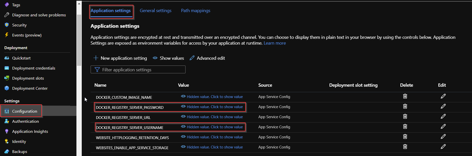 A screenshot showing how to find Docker registry credentials.