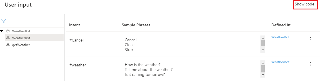User input