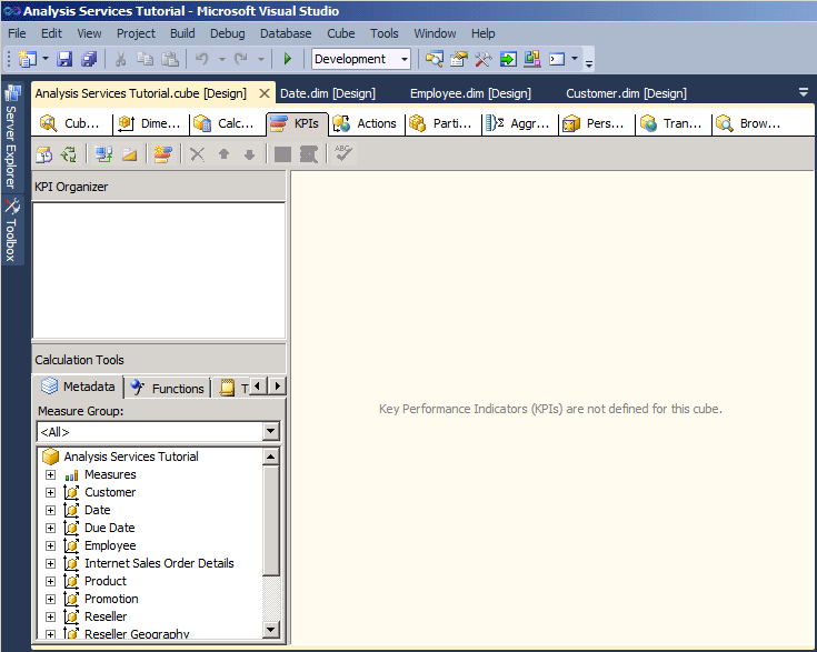 KPIs tab of Cube Designer KPIs tab of Cube Designer