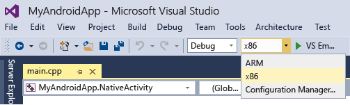 CPPMDD_RC_NA_Solution_x86 Solution Platforms dropdown x86 selection