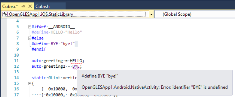 IntelliSenseCppCrossPlatform2 iOS is selected as the active project.