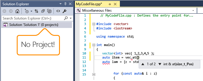 vs2015_cpp_single_file_intellisense Visual C++ single file intellisense