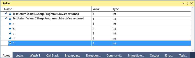 Autos return value C# Autos return value C#