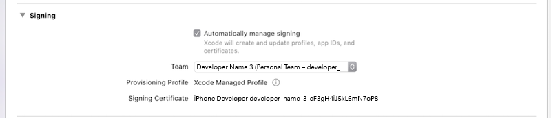 Automatically manage signing Automatically manage signing