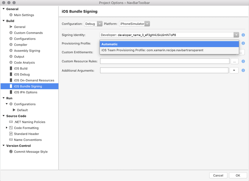 Set the signing identity and provisioning profile Set the signing identity and provisioning profile