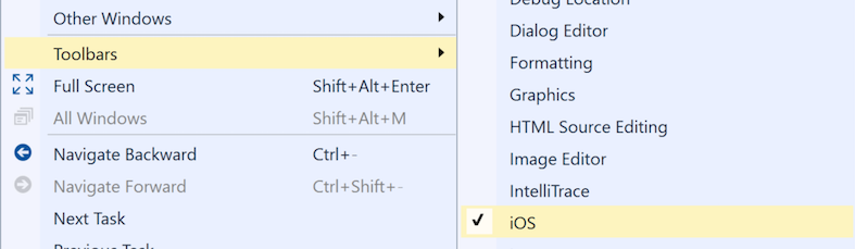 Enabling the iOS
toolbar Enabling the iOS toolbar
