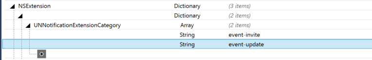 Notification Content Extension Categories