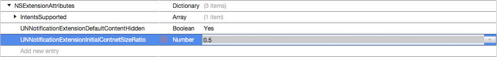 The UNNotificationExtensionInitialContentSizeRatio key