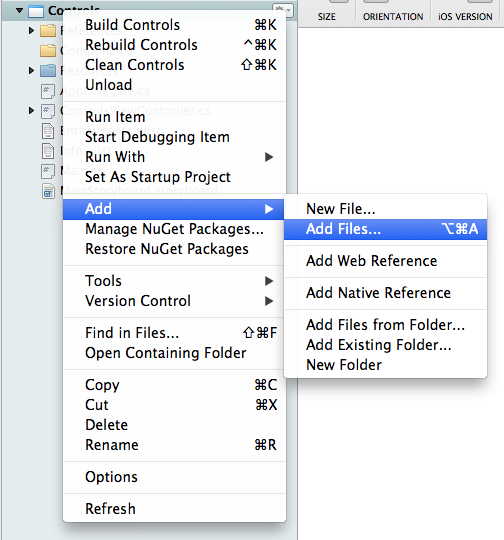 Add Files... menu