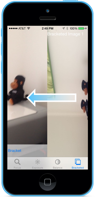 Swipe right to left to see the three images taken by the Bracketed Capture