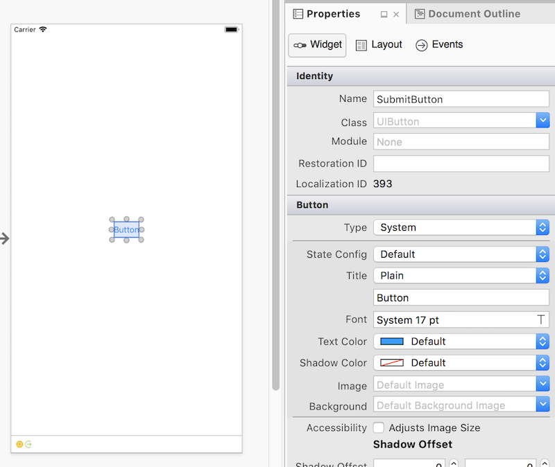 Button properties Button properties