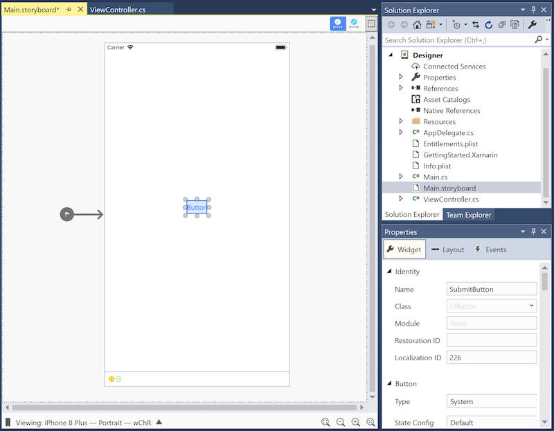 Setting a button's name in the Properties Window Setting a button's name in the Properties Window