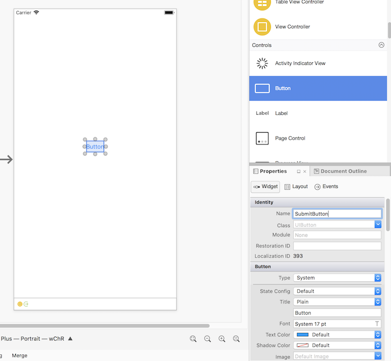 Setting a button's name in the Properties Pad Setting a button's name in the Properties Pad