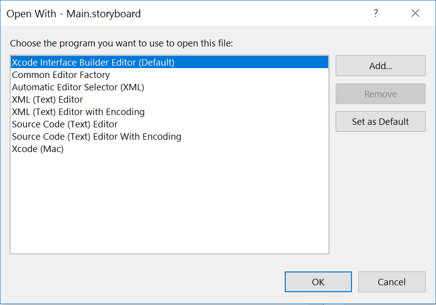 Storyboard context menu - Xcode