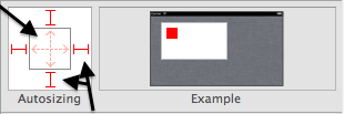 Screenshot shows the Autosizing control in the Properties Pad of the I O S designer.