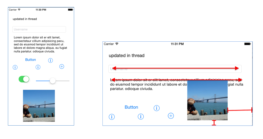 Screenshot show a mobile device display in portrait and landscape with text and graphic adjusted.
