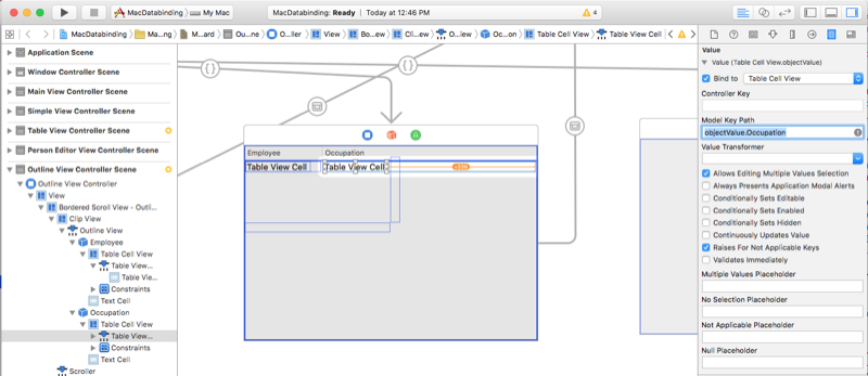 Entering the model key path Entering the model key path value objectValue dot Occupation.