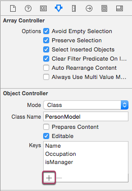 Adding the required key paths Adding the required key paths to the Object Controller.
