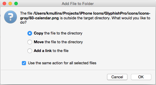 Selecting the add action Selecting the add action