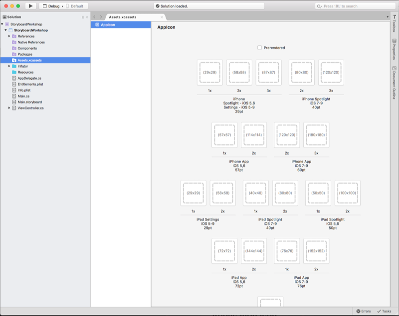The AppIcon.appiconset editor The AppIcon.appiconset editor