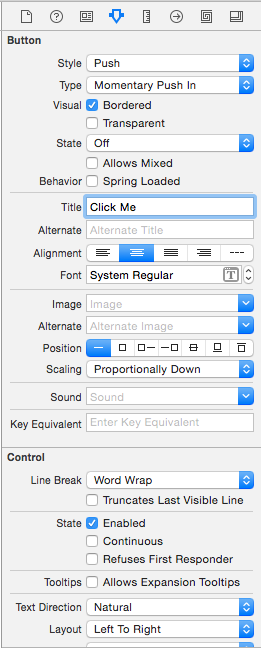 Setting the button's properties