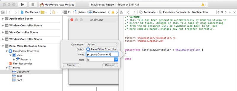 Configuring the action Configuring the action named propertyDocument.