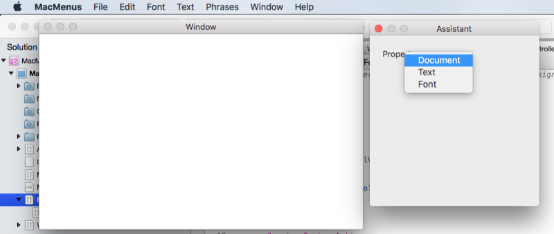 The contextual menu running The contextual menu running