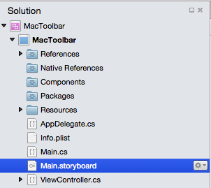 Opening Main.storyboard in the Solution Pad Opening Main.storyboard in the Solution Pad