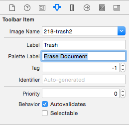 Setting the toolbar item Label and Palette Label Setting the toolbar item Label and Palette Label