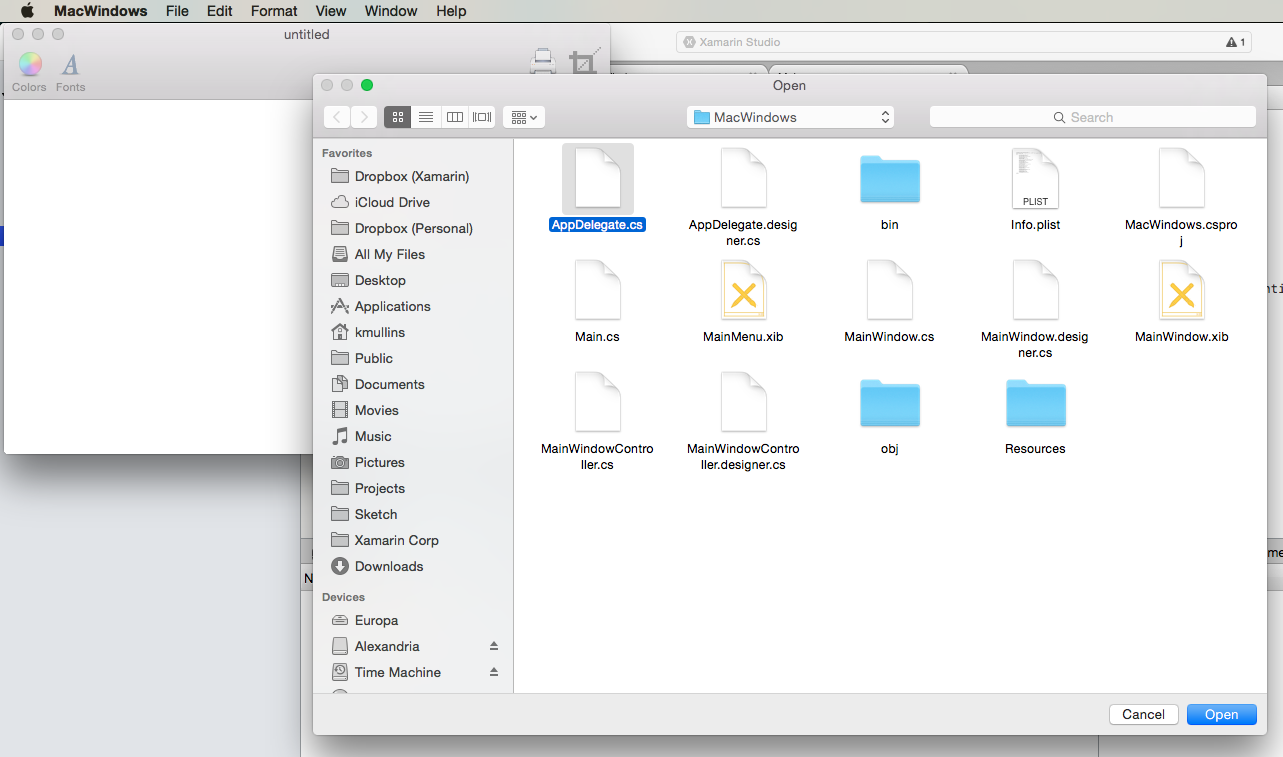 An open dialog box