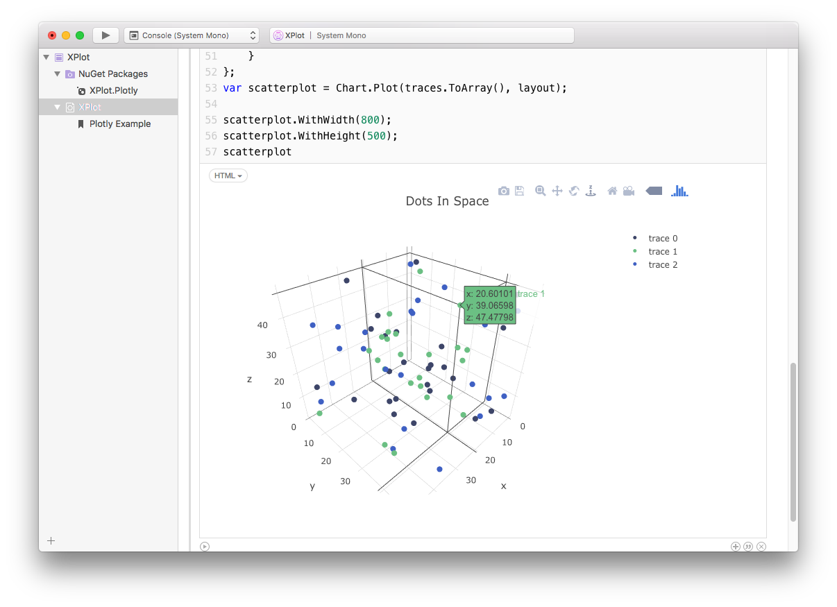 Screenshot of a workbook rendering a scatterplot.