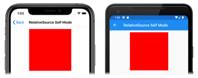 Self relative binding mode Screenshot of a Self mode relative binding, on iOS and Android