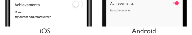 Bindable layout empty view runtime choice Screenshot of empty view choice at runtime, on iOS and Android