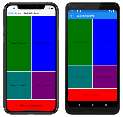 Basic Grid layout Screenshot of a basic Grid layout