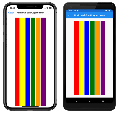 Horizontally oriented StackLayout Screenshot of a horizontally oriented StackLayout