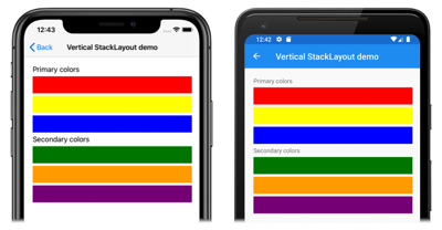 Vertically oriented StackLayout Screenshot of a vertically oriented StackLayout