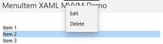 Screenshot of context menu on UWP "Screenshot of context menu on UWP"