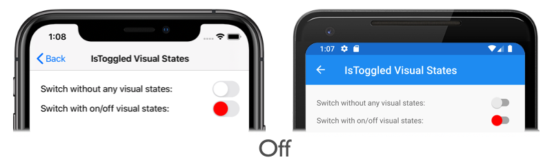 Switch off VisualState Screenshot of Switch off VisualState, on iOS and Android
