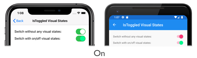 Switch on VisualState Screenshot of Switch on VisualState, on iOS and Android