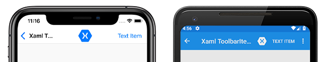ToolbarItem primary menu screenshot on Android and iOS "ToolbarItem primary menu screenshot Android and iOS"