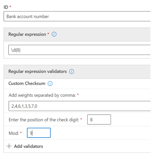 screenshot of configured checksum validator.
