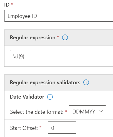 screenshot of configured date validator.