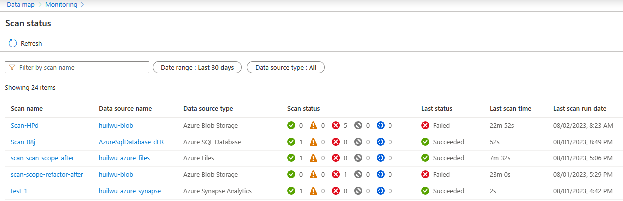 View scan status in details